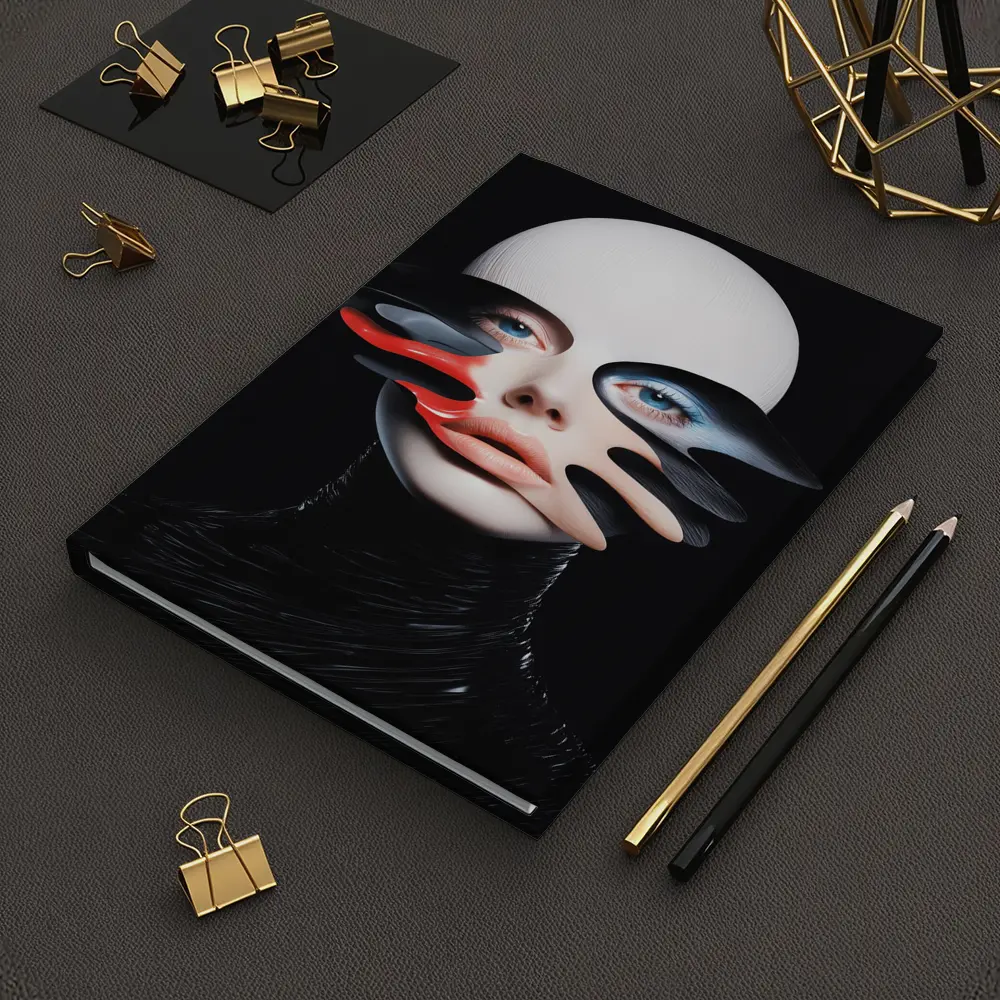 Surreal Female Face Abstract Dark Background – Notebooks