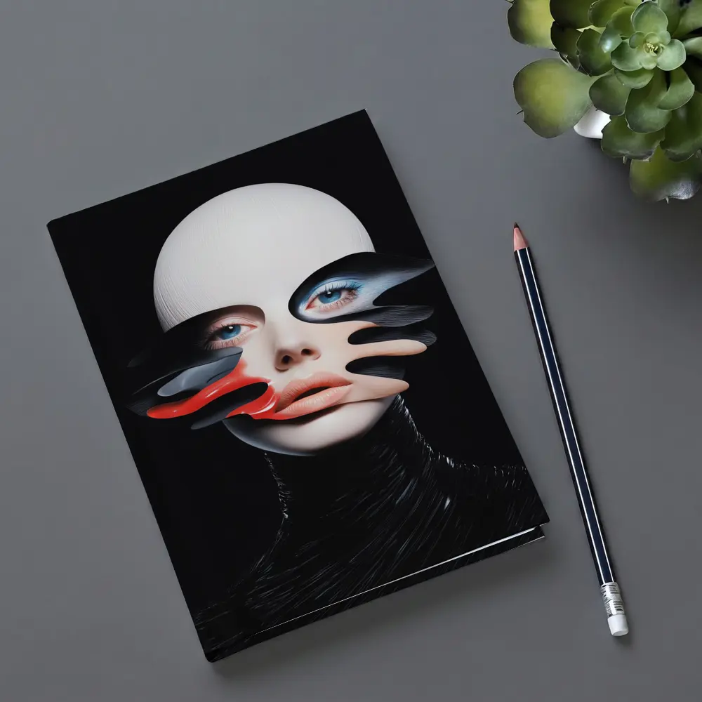 Surreal Female Face Abstract Dark Background – Notebooks