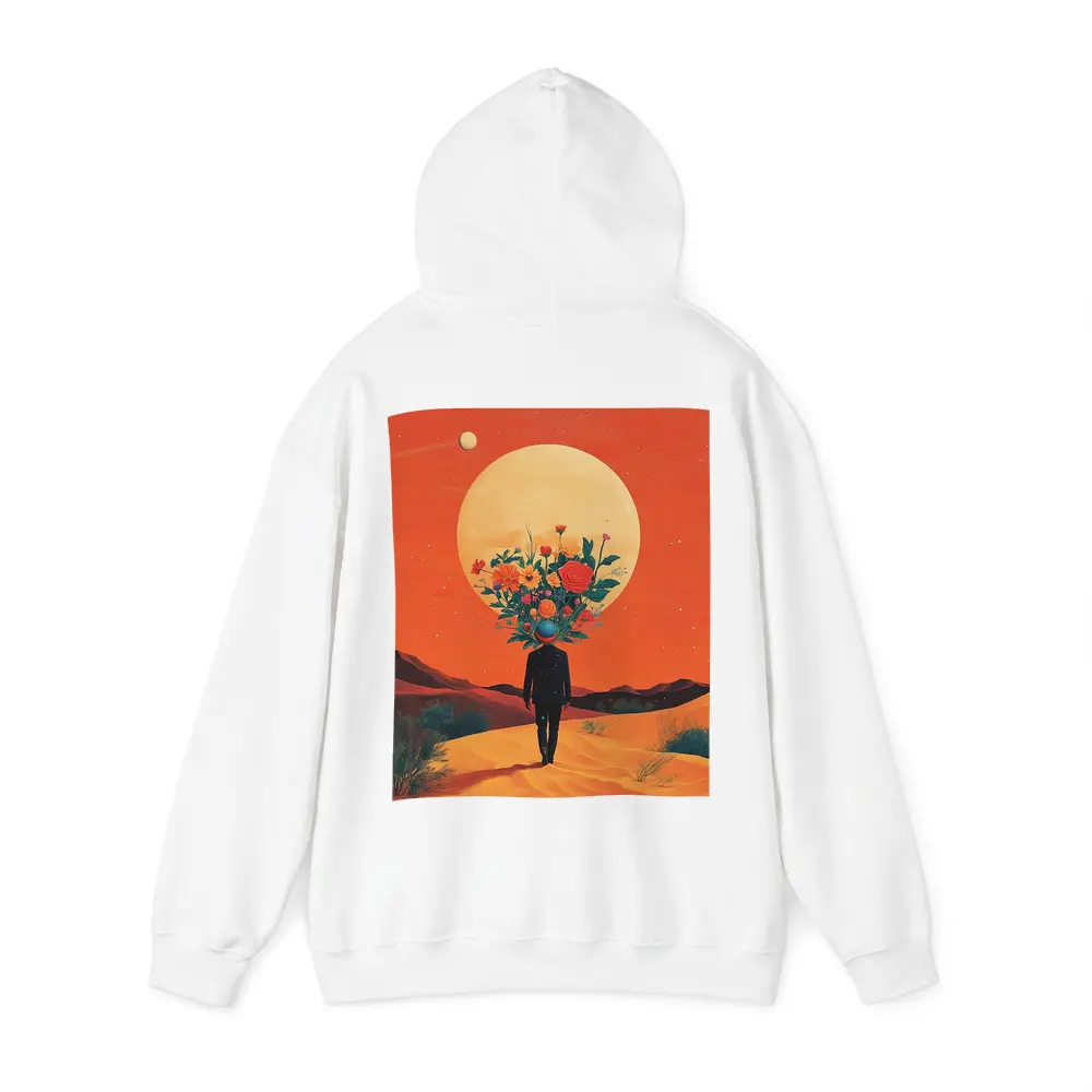 Flower Head Man Desert Surreal Orange Sky – Hoodies