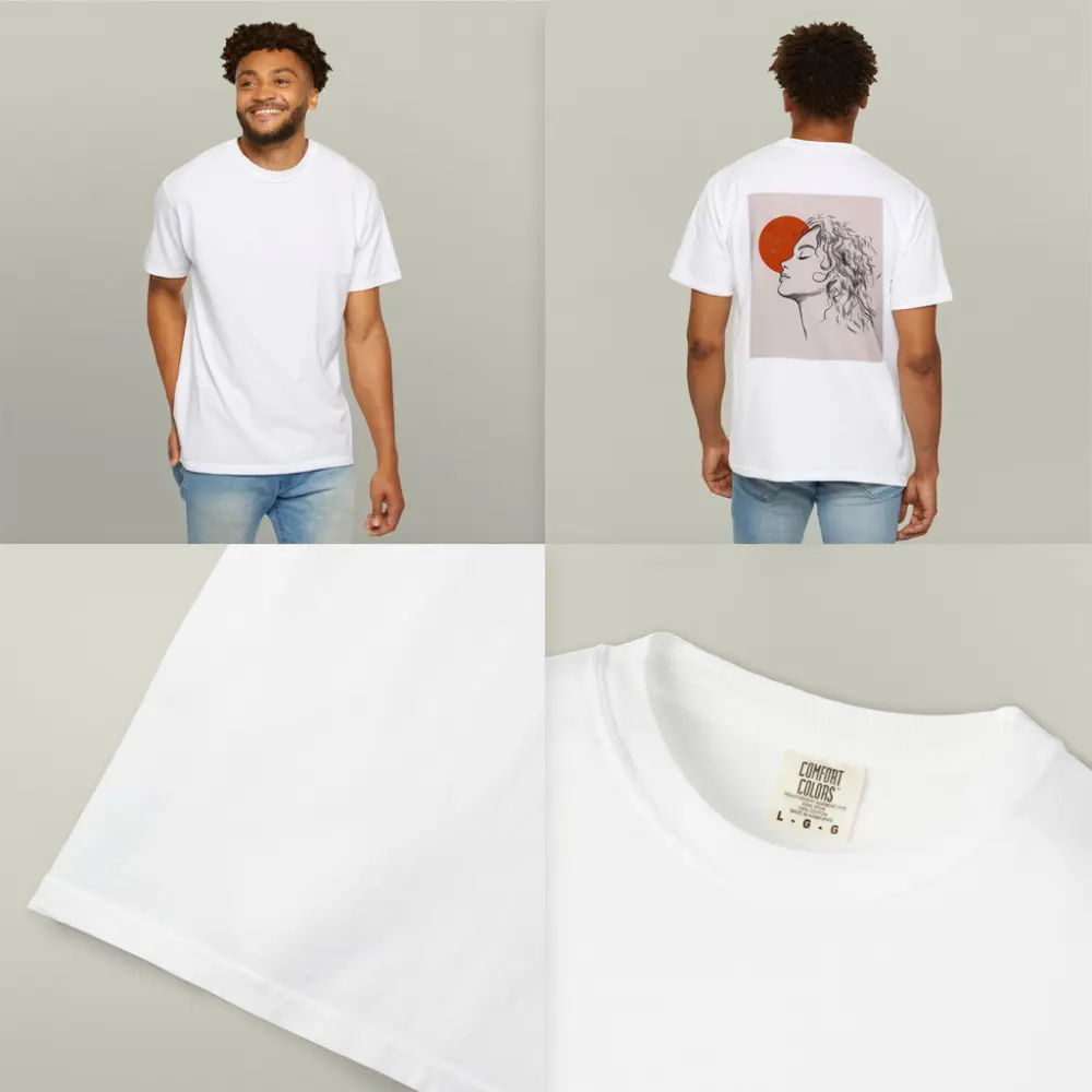 Sketch Woman Profile Red Sun Minimal Art – T-Shirts