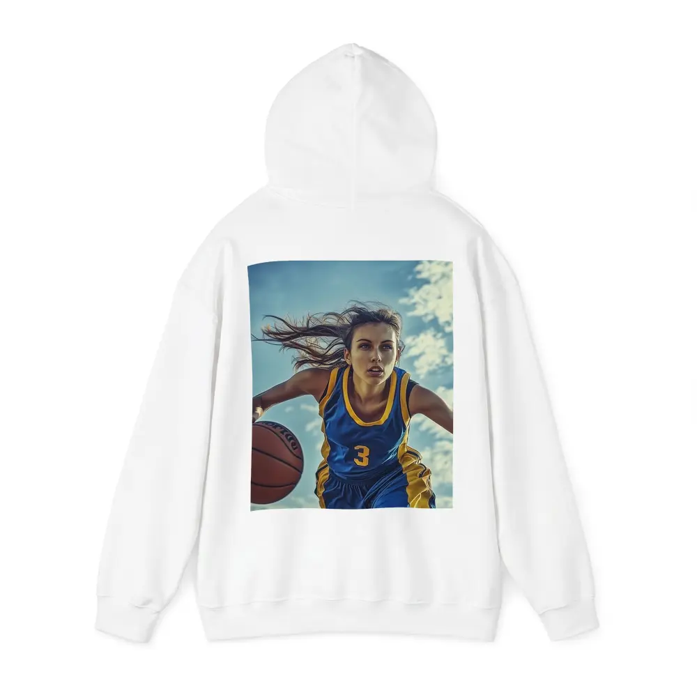 Female Basketball Player Dribbling Blue Sky – Hoodies