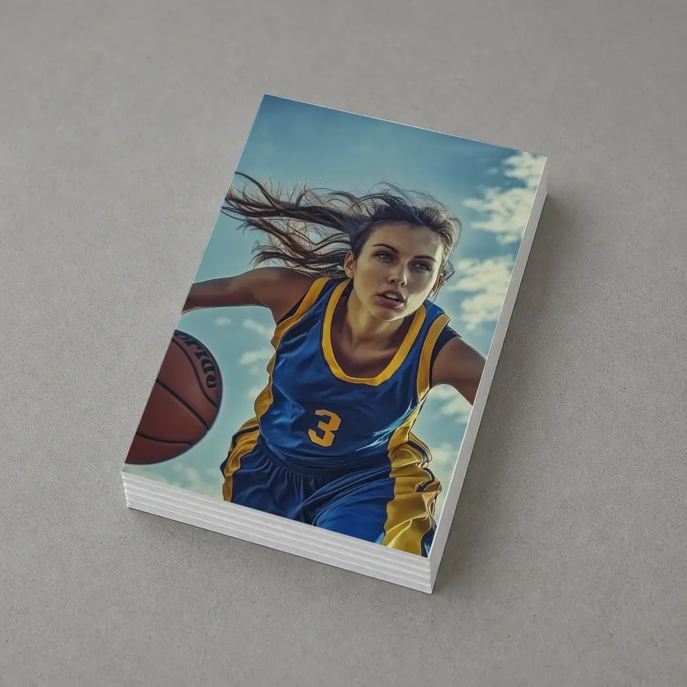 Female Basketball Player Dribbling Blue Sky – Postcards