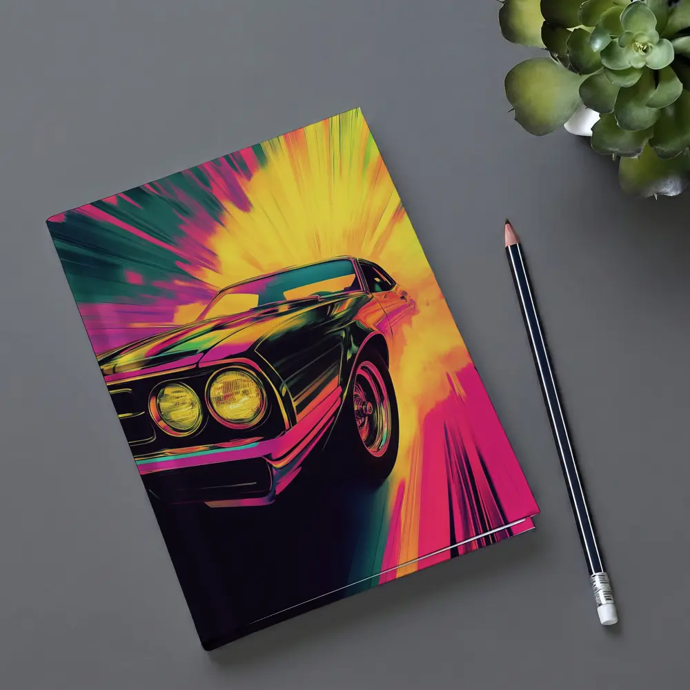 Retro Muscle Car Neon Explosion Pop Art – Notebooks
