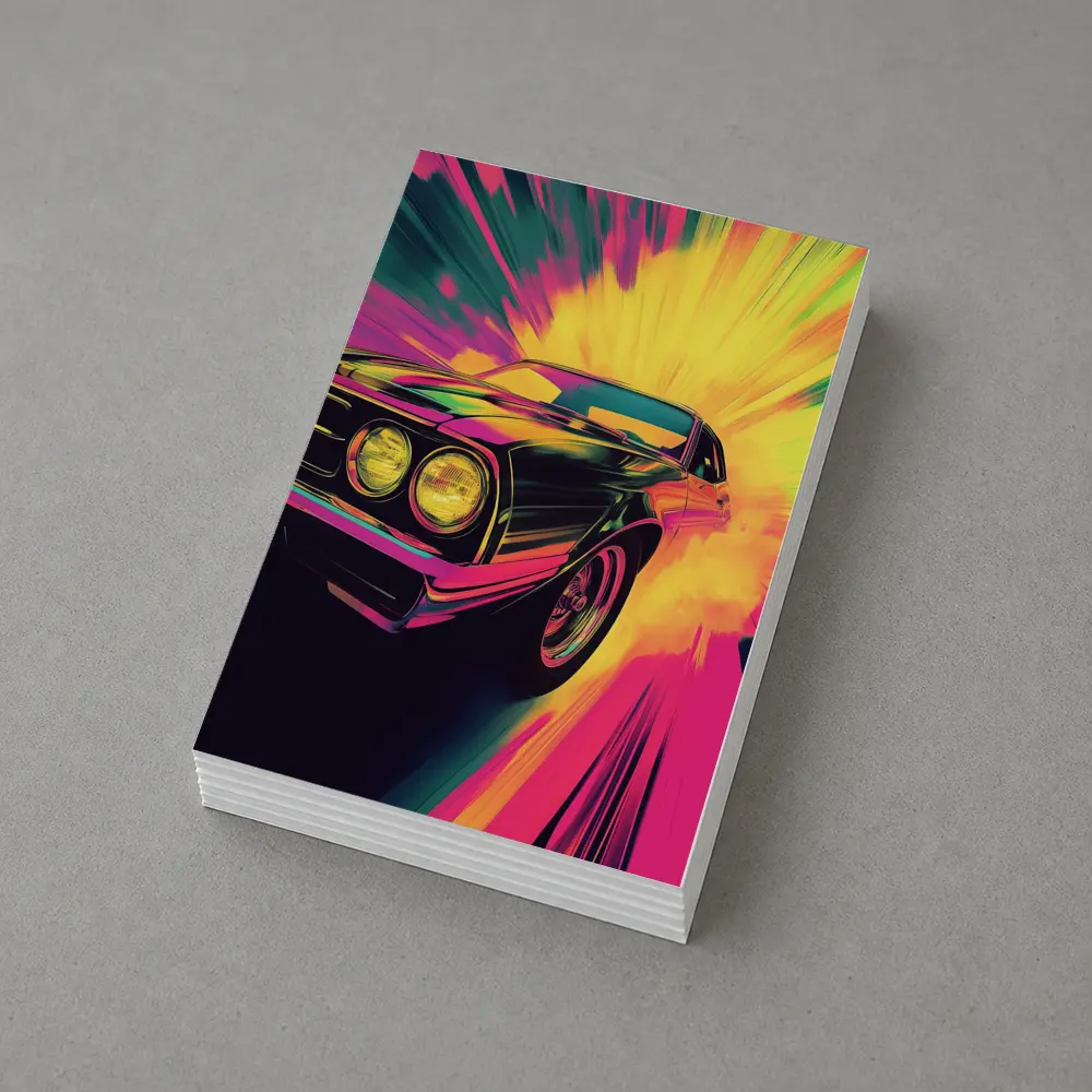 Retro Muscle Car Neon Explosion Pop Art – Postcards
