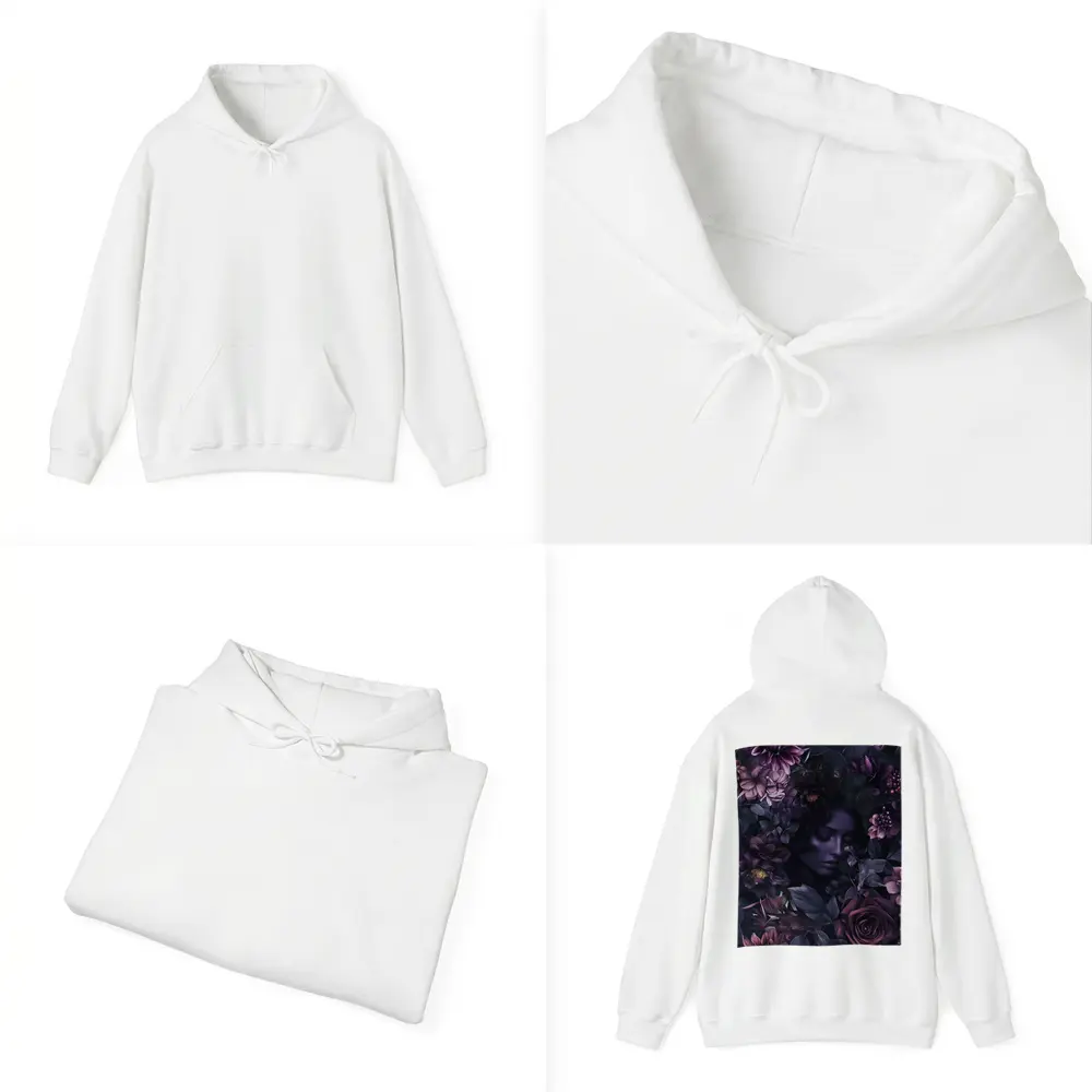 Dark Floral Woman Portrait Purple Roses – Hoodies