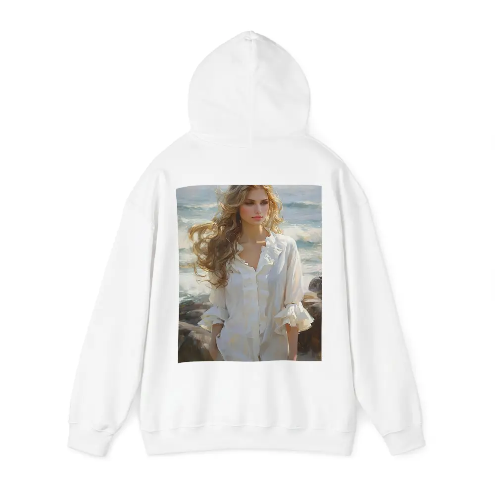 Blonde Woman Oil Painting Beach Waves – Hoodies