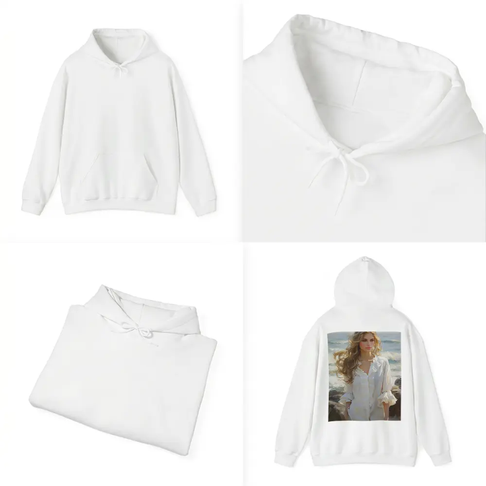 Blonde Woman Oil Painting Beach Waves – Hoodies