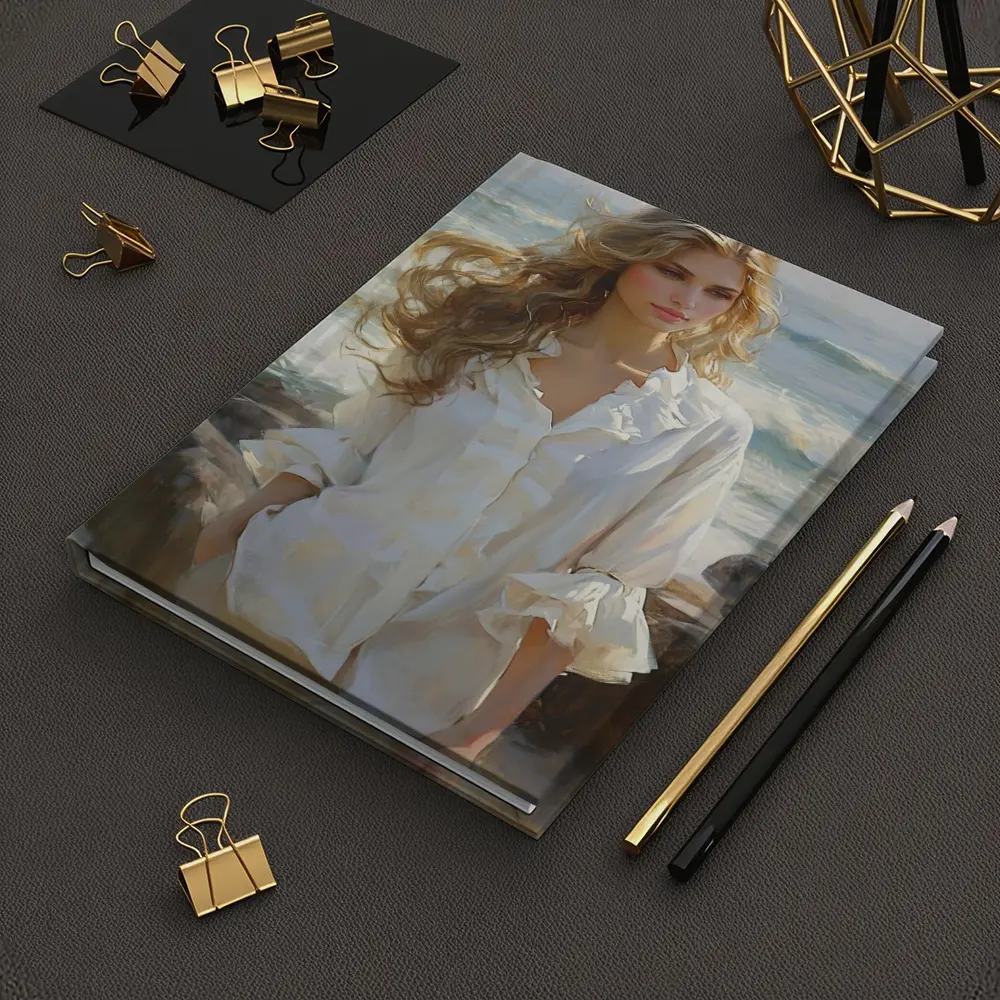 Blonde Woman Oil Painting Beach Waves – Notebooks