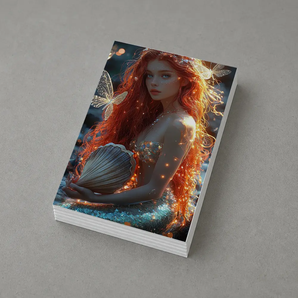 Red Hair Mermaid Glowing Ocean Fantasy Art – Postcards