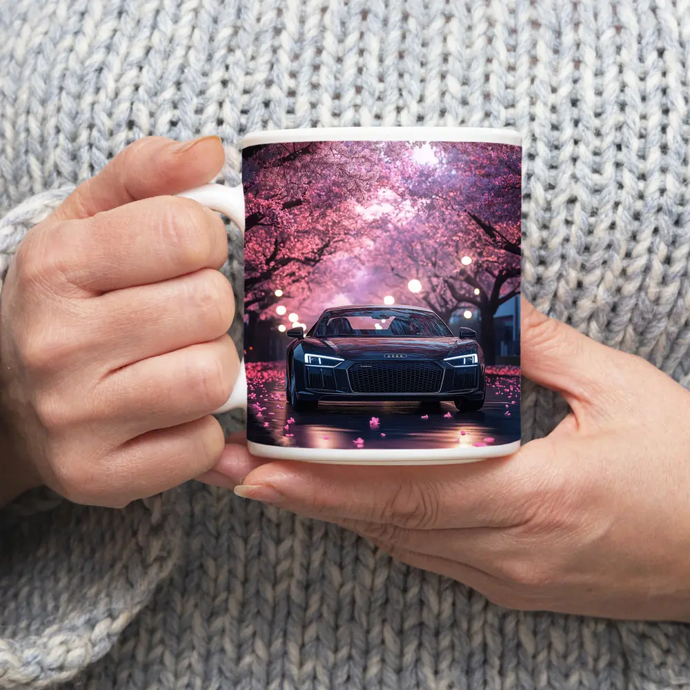 Audi R8 Under Pink Cherry Blossom Trees – Mugs