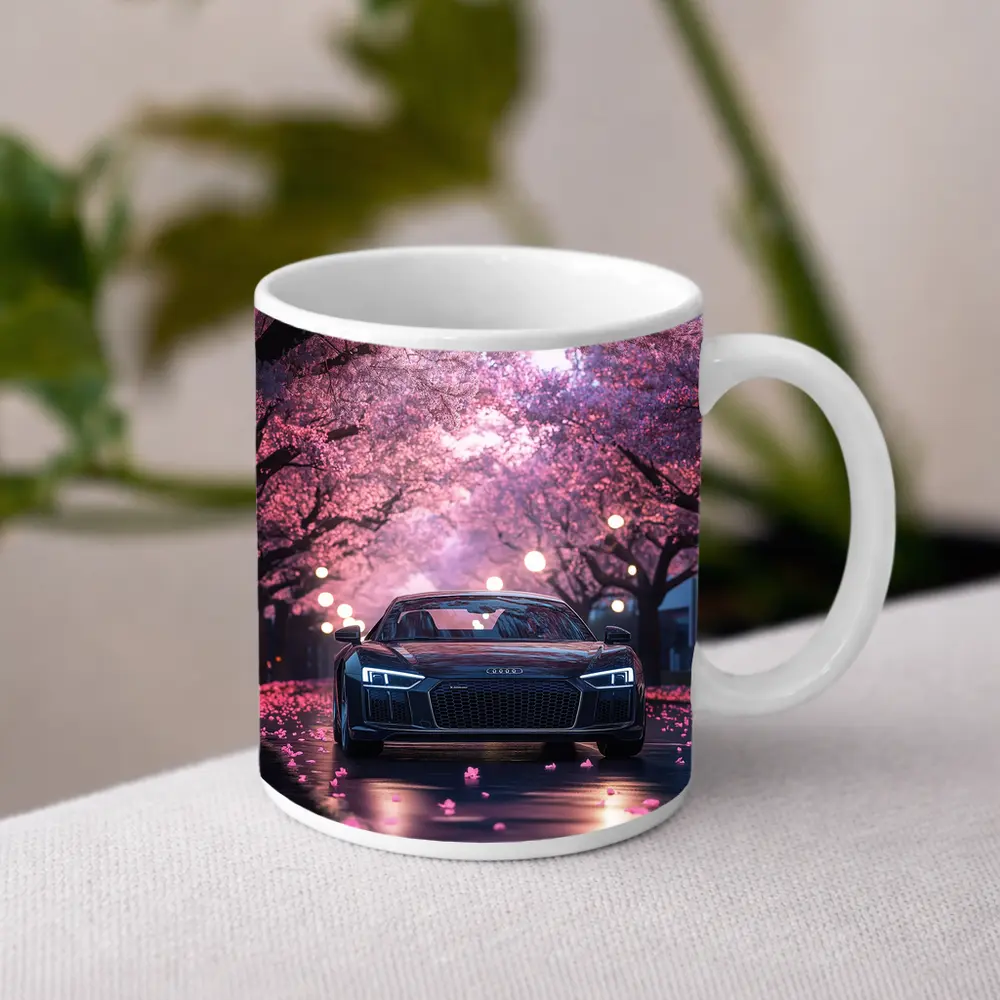 Audi R8 Under Pink Cherry Blossom Trees – Mugs