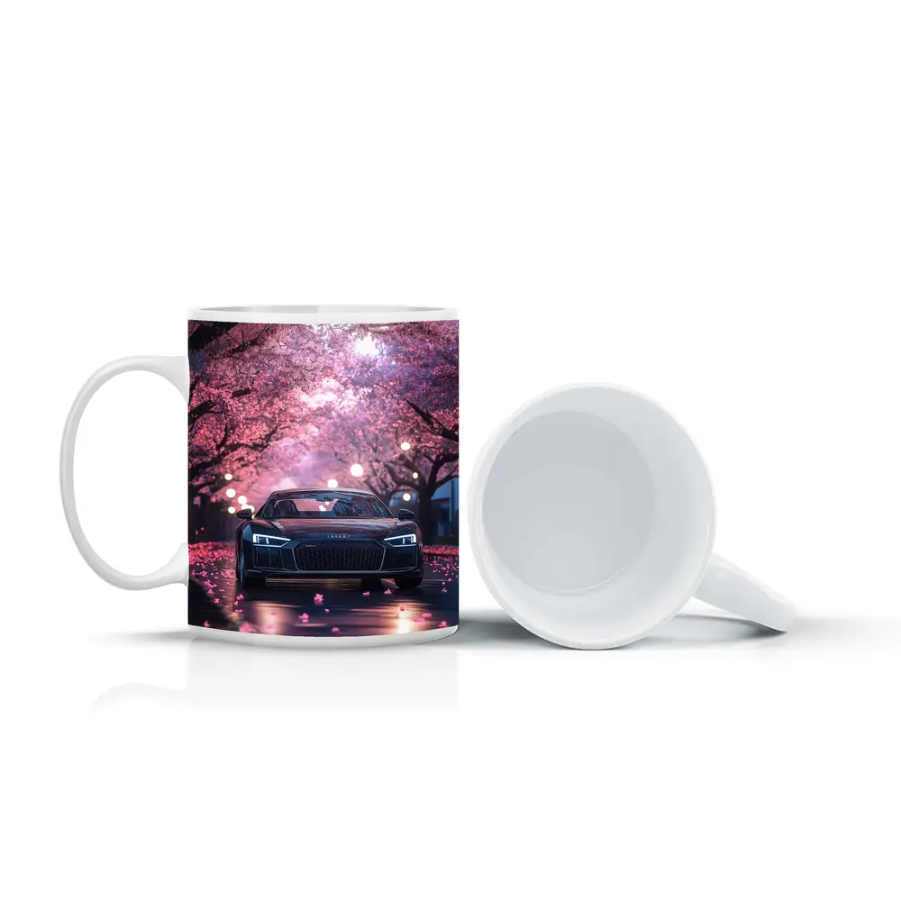 Audi R8 Under Pink Cherry Blossom Trees – Mugs