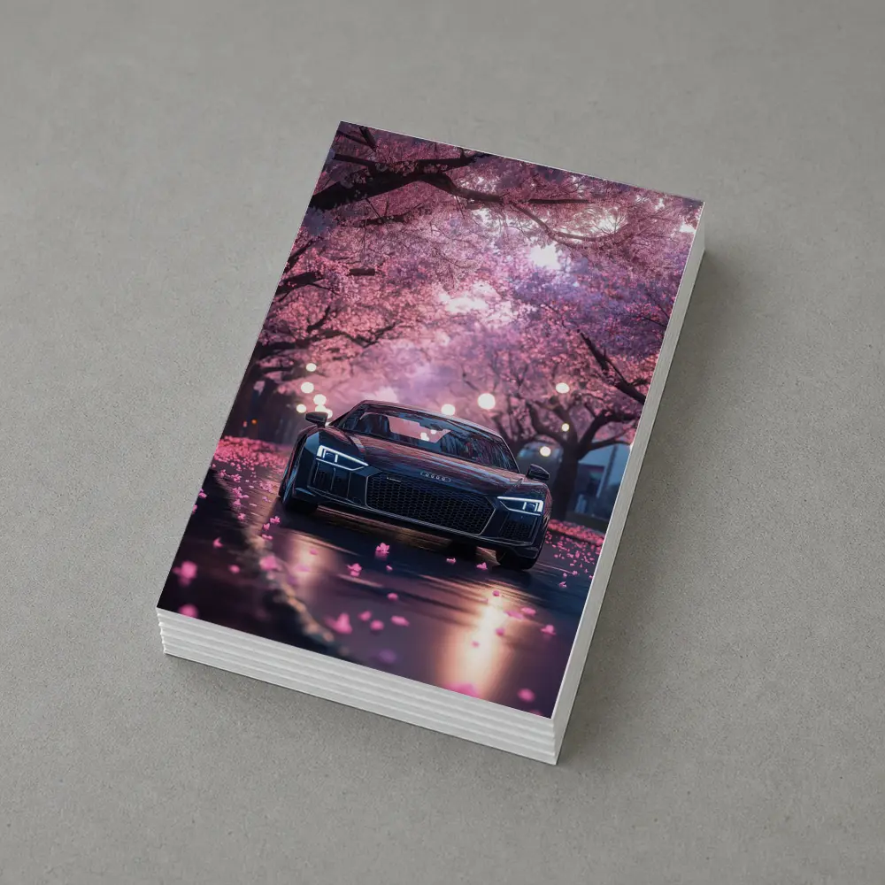 Audi R8 Under Pink Cherry Blossom Trees – Postcards