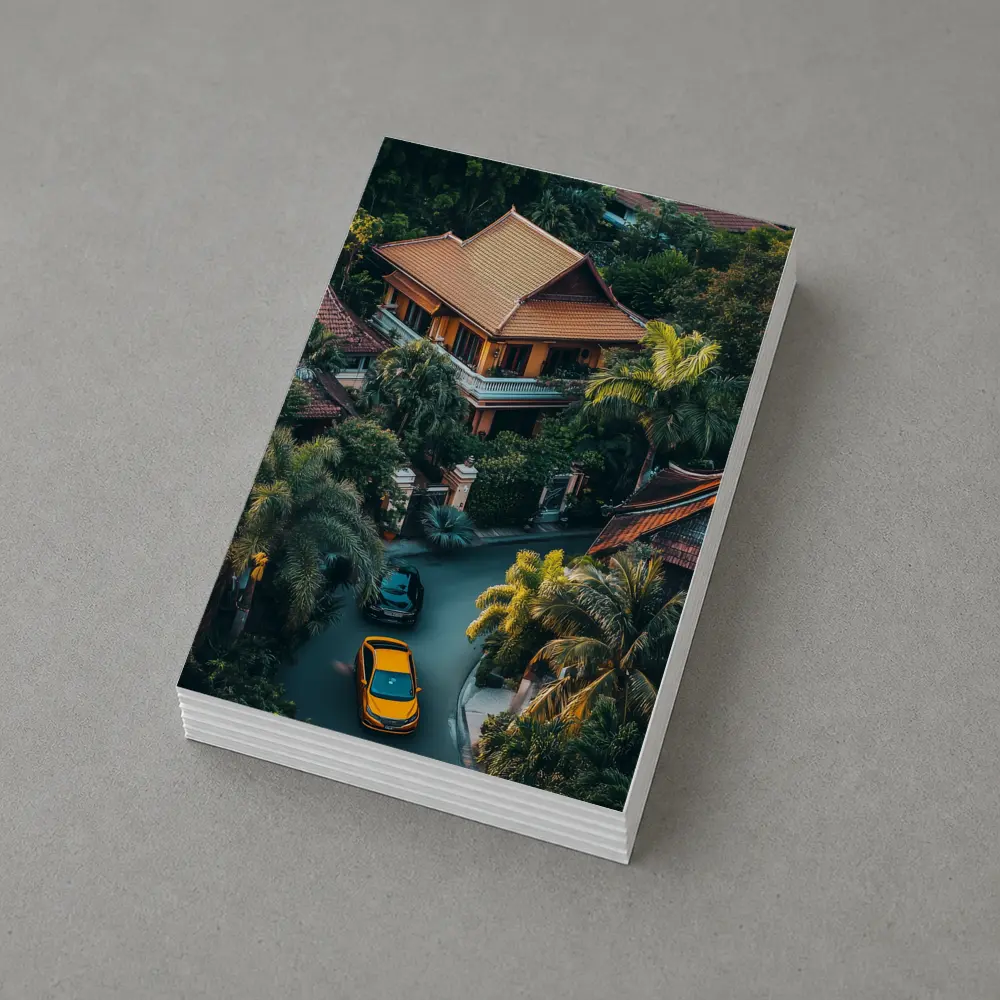 Yellow Lamborghini Huracan Tropical Villa Aerial – Postcards