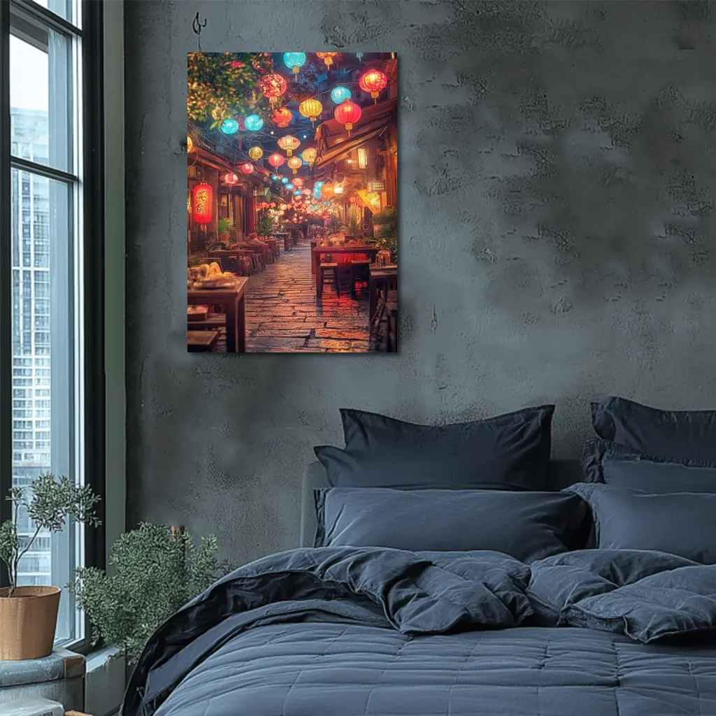 Chinese Lanterns Glowing Over Ancient Street – Wall Art