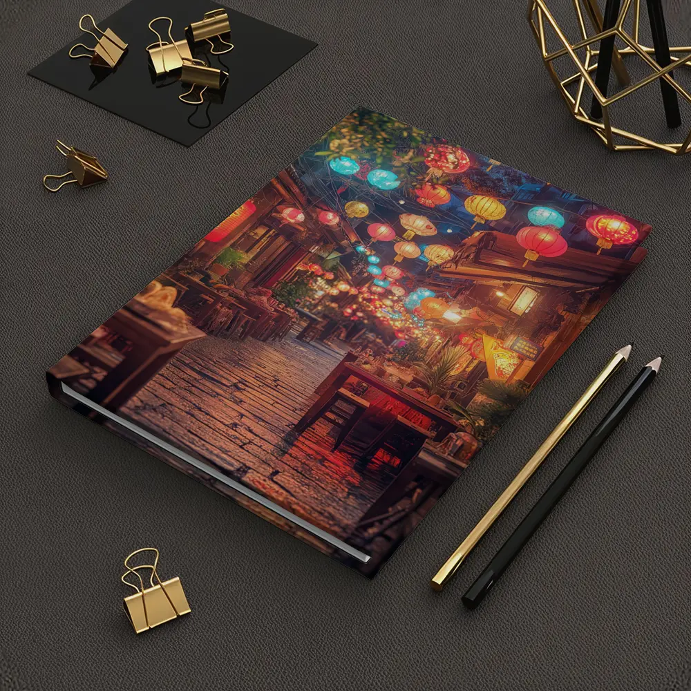 Chinese Lanterns Glowing Over Ancient Street – Notebooks