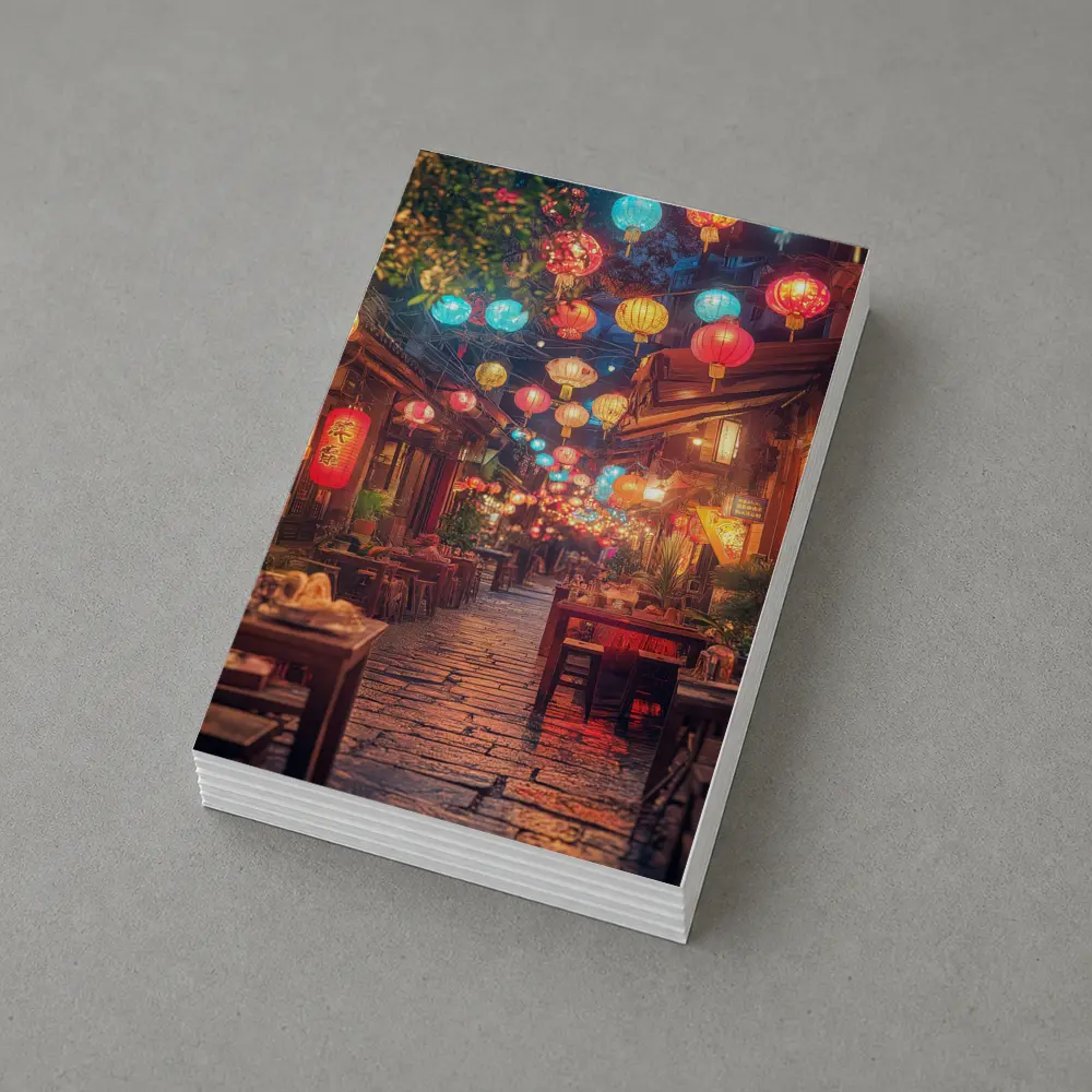 Chinese Lanterns Glowing Over Ancient Street – Postcards