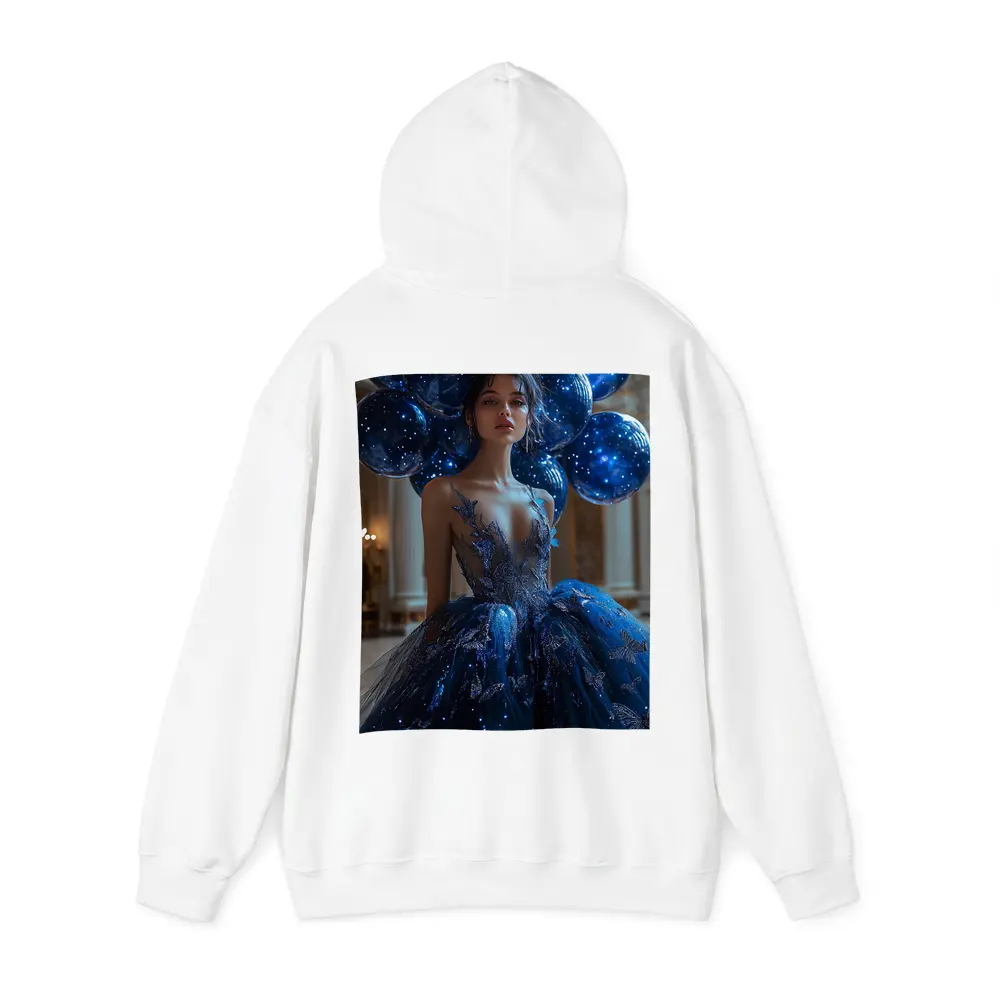 Woman Blue Butterfly Gown Starry Balloons – Hoodies