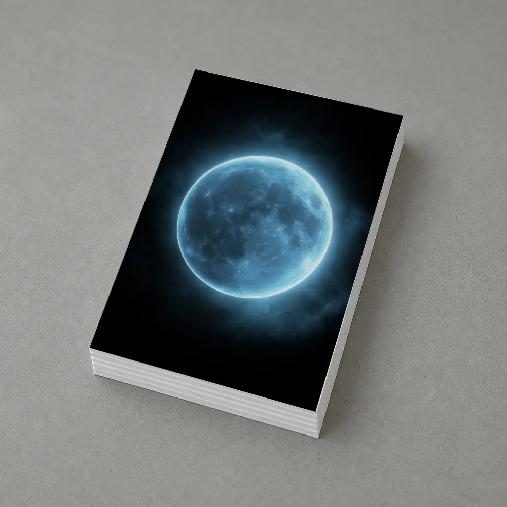 Blue Moon Glowing Against Dark Night Sky – Postcards