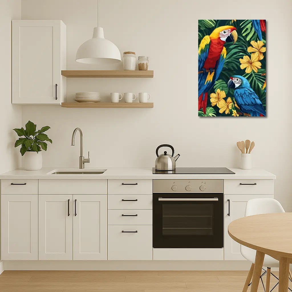 Scarlet Macaw Blue Parrot Tropical Jungle – Wall Art