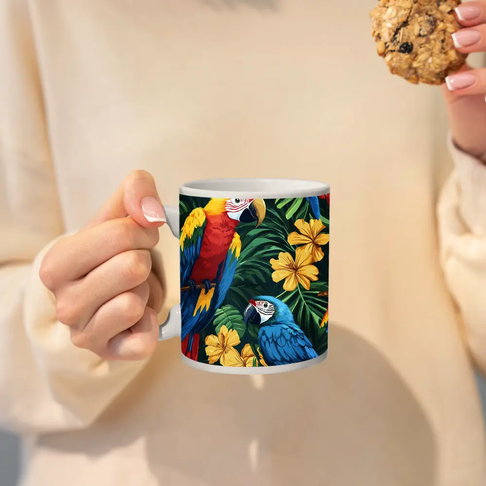 Scarlet Macaw Blue Parrot Tropical Jungle – Mugs