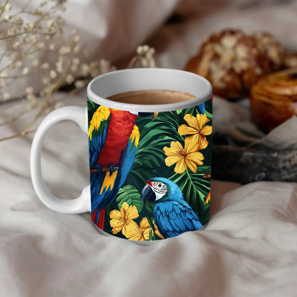 Scarlet Macaw Blue Parrot Tropical Jungle – Mugs