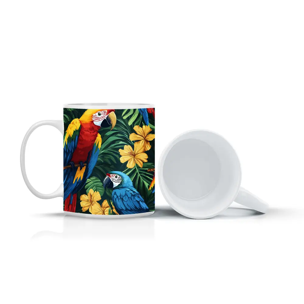 Scarlet Macaw Blue Parrot Tropical Jungle – Mugs