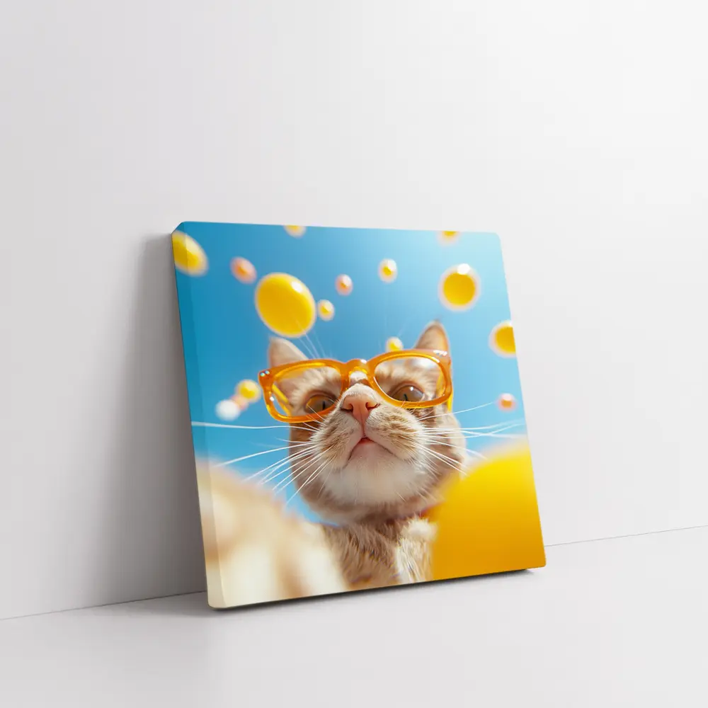 Orange Tabby Cat Wearing Yellow Sunglasses Sky – Wall Art