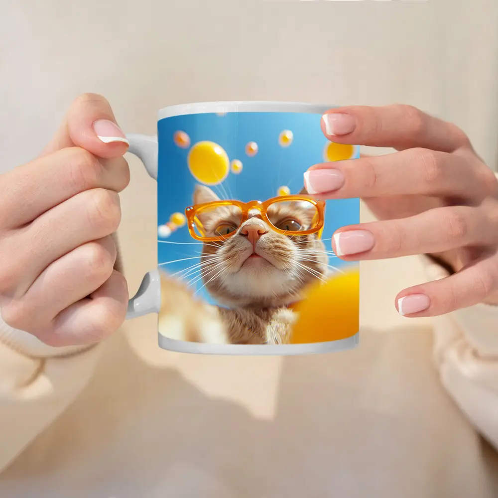 Orange Tabby Cat Wearing Yellow Sunglasses Sky – Mugs