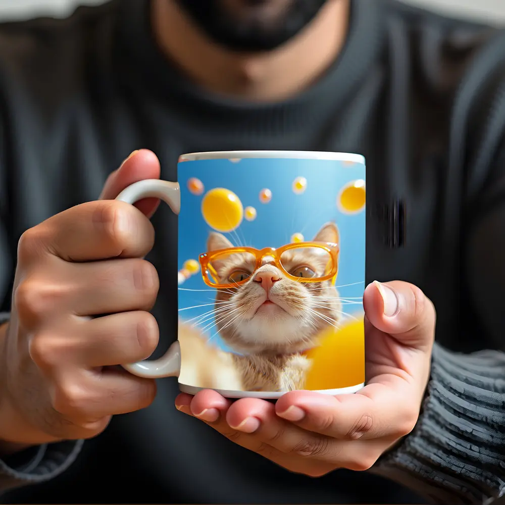 Orange Tabby Cat Wearing Yellow Sunglasses Sky – Mugs