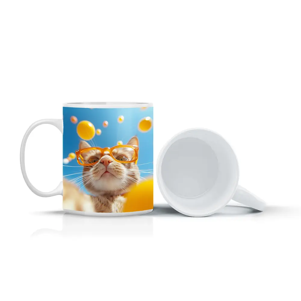 Orange Tabby Cat Wearing Yellow Sunglasses Sky – Mugs