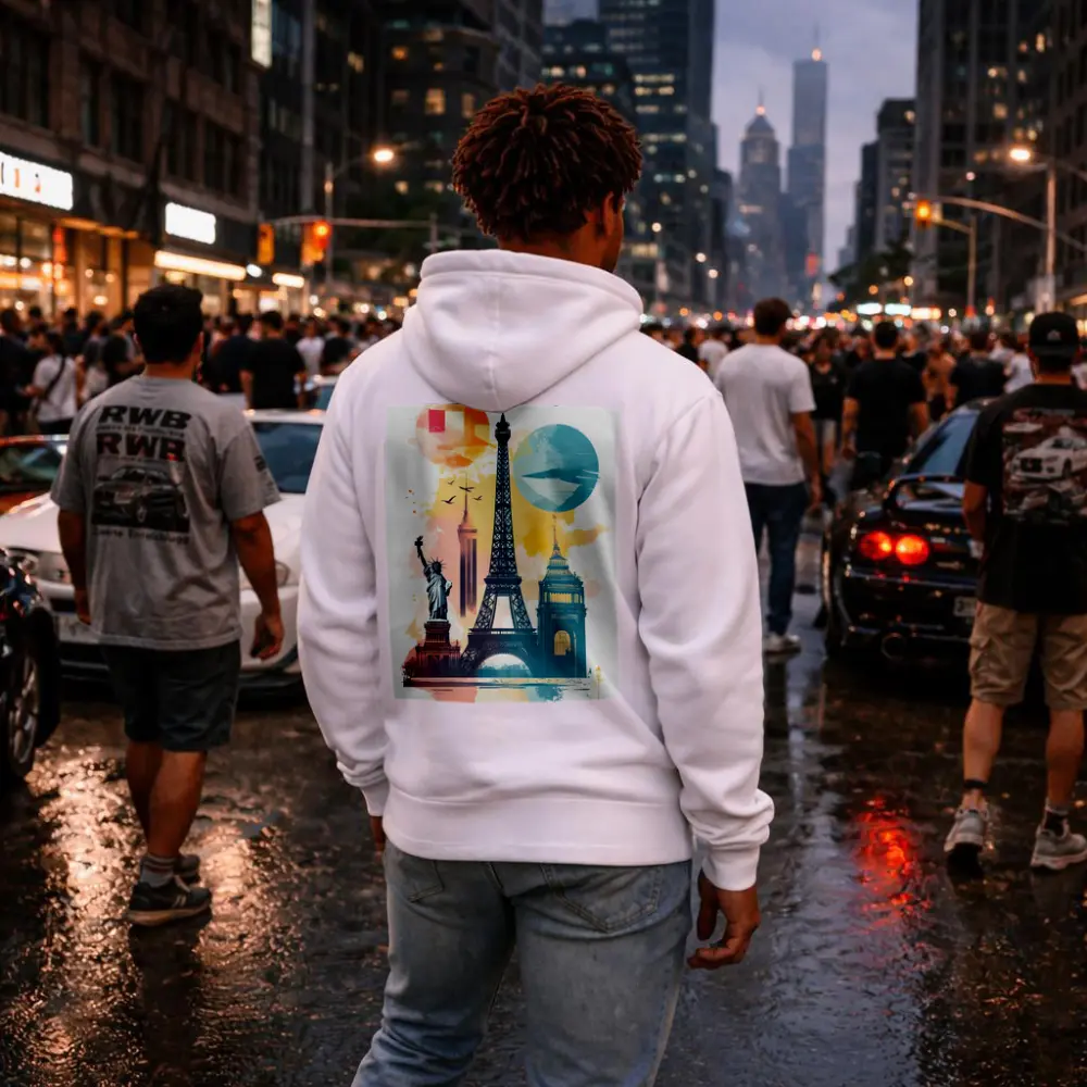 World Landmarks Travel Watercolor Collage Art – Hoodies