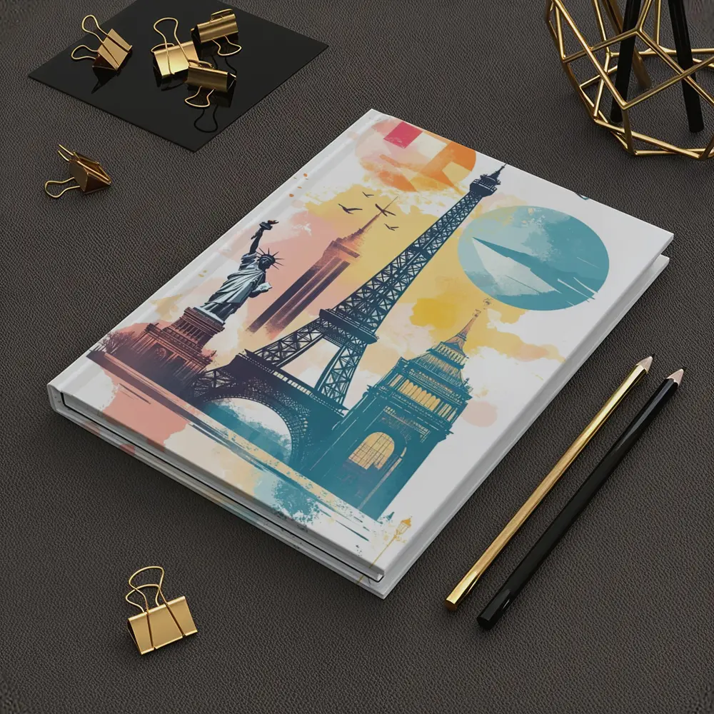 World Landmarks Travel Watercolor Collage Art – Notebooks
