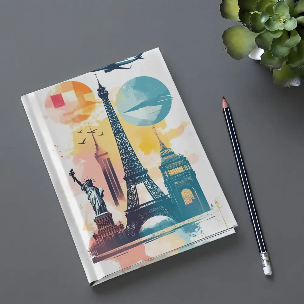 World Landmarks Travel Watercolor Collage Art – Notebooks