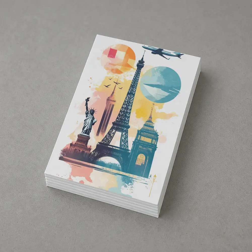World Landmarks Travel Watercolor Collage Art – Postcards