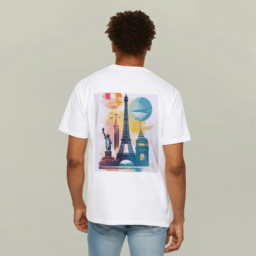 World Landmarks Travel Watercolor Collage Art – T-Shirts