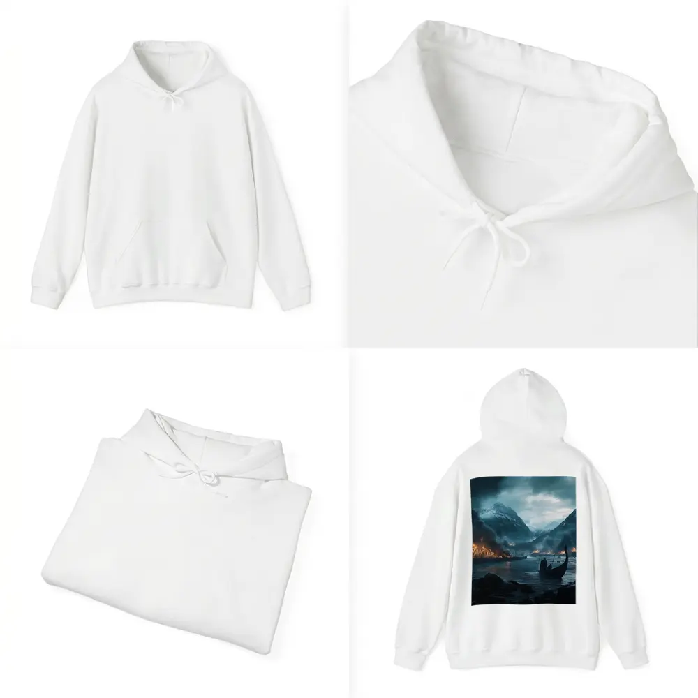 Viking Longship Dark Fjord Battle Scene – Hoodies