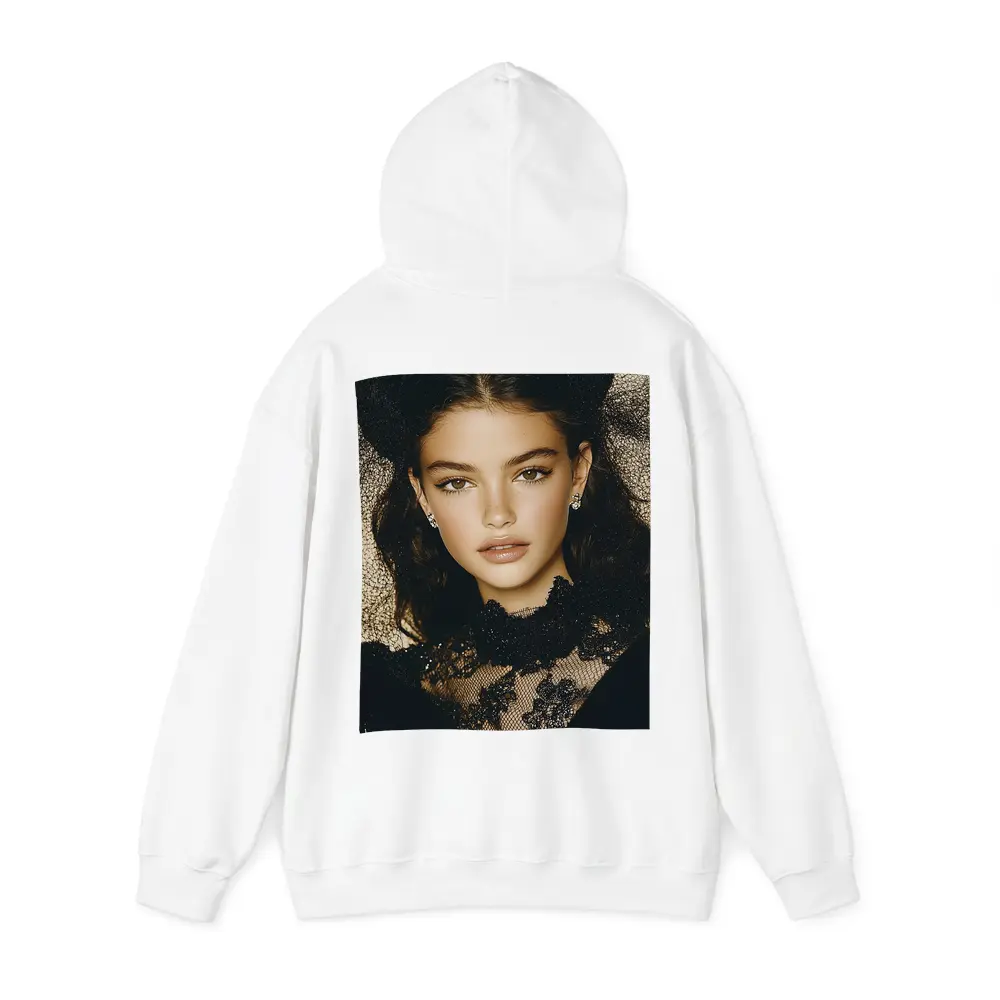 Young Woman Black Lace Fashion Portrait – Hoodies