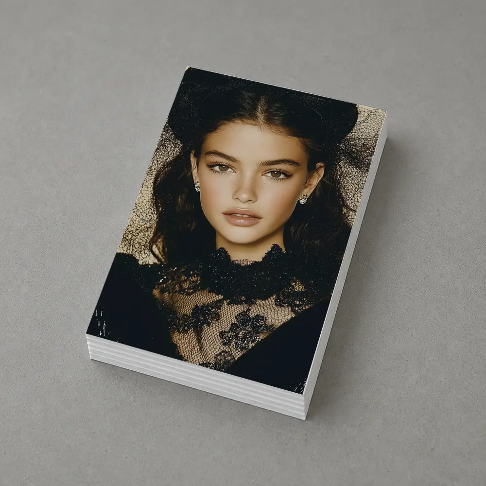 Young Woman Black Lace Fashion Portrait – Postcards