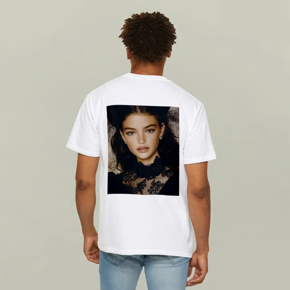 Young Woman Black Lace Fashion Portrait – T-Shirts