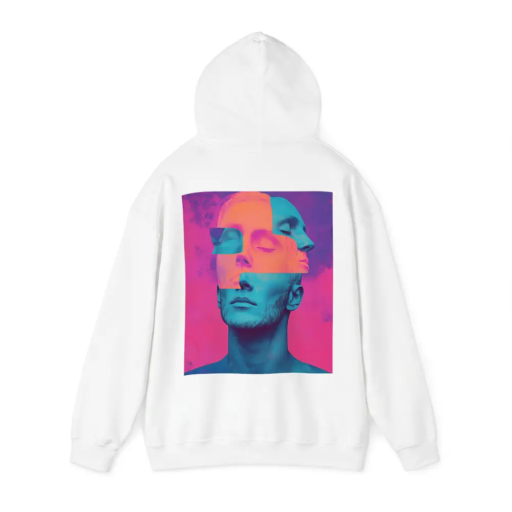 Fragmented Male Face Neon Pop Art – Hoodies