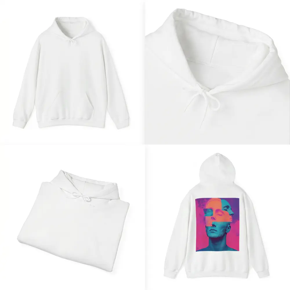 Fragmented Male Face Neon Pop Art – Hoodies