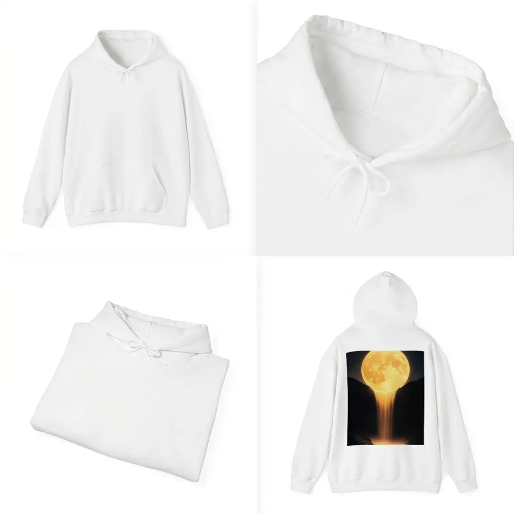 Golden Full Moon Waterfall Dark Night Sky – Hoodies