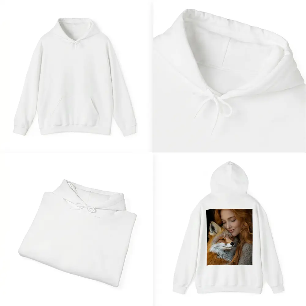 Red Haired Woman Hugging Sleepy Red Fox – Hoodies