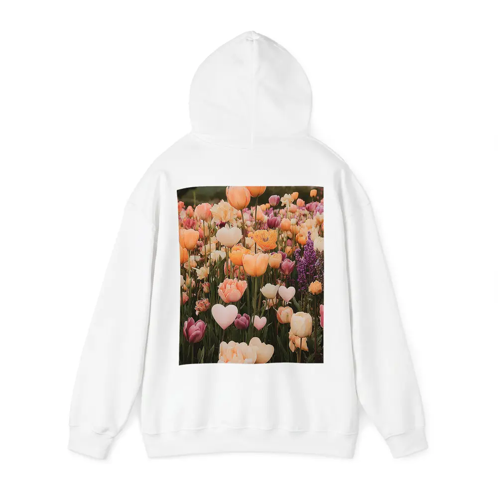 Tulip Field With Heart Shaped Flowers – Hoodies