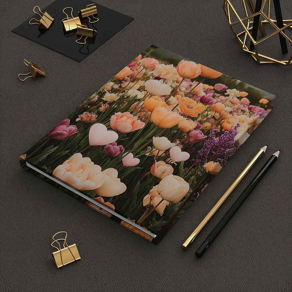Tulip Field With Heart Shaped Flowers – Notebooks