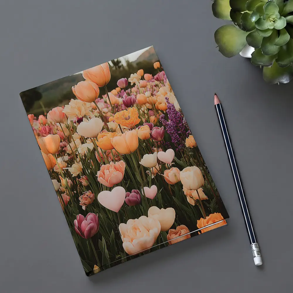 Tulip Field With Heart Shaped Flowers – Notebooks