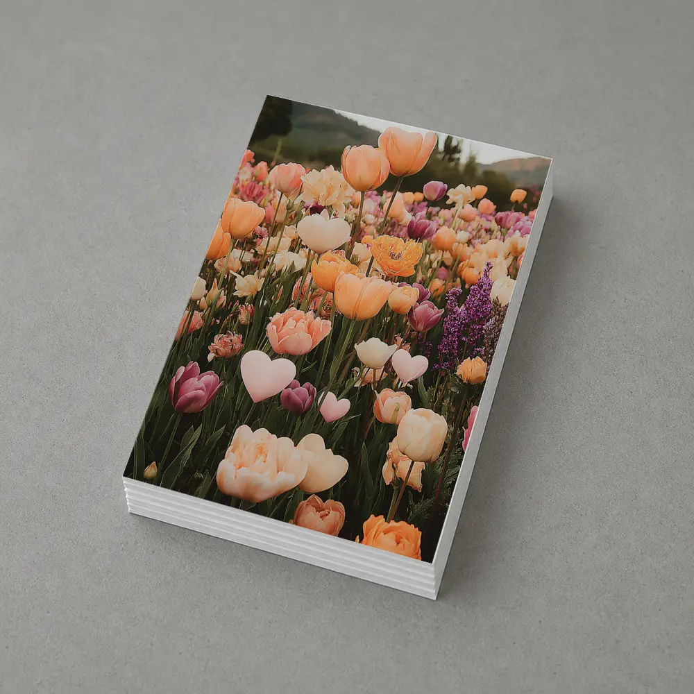 Tulip Field With Heart Shaped Flowers – Postcards