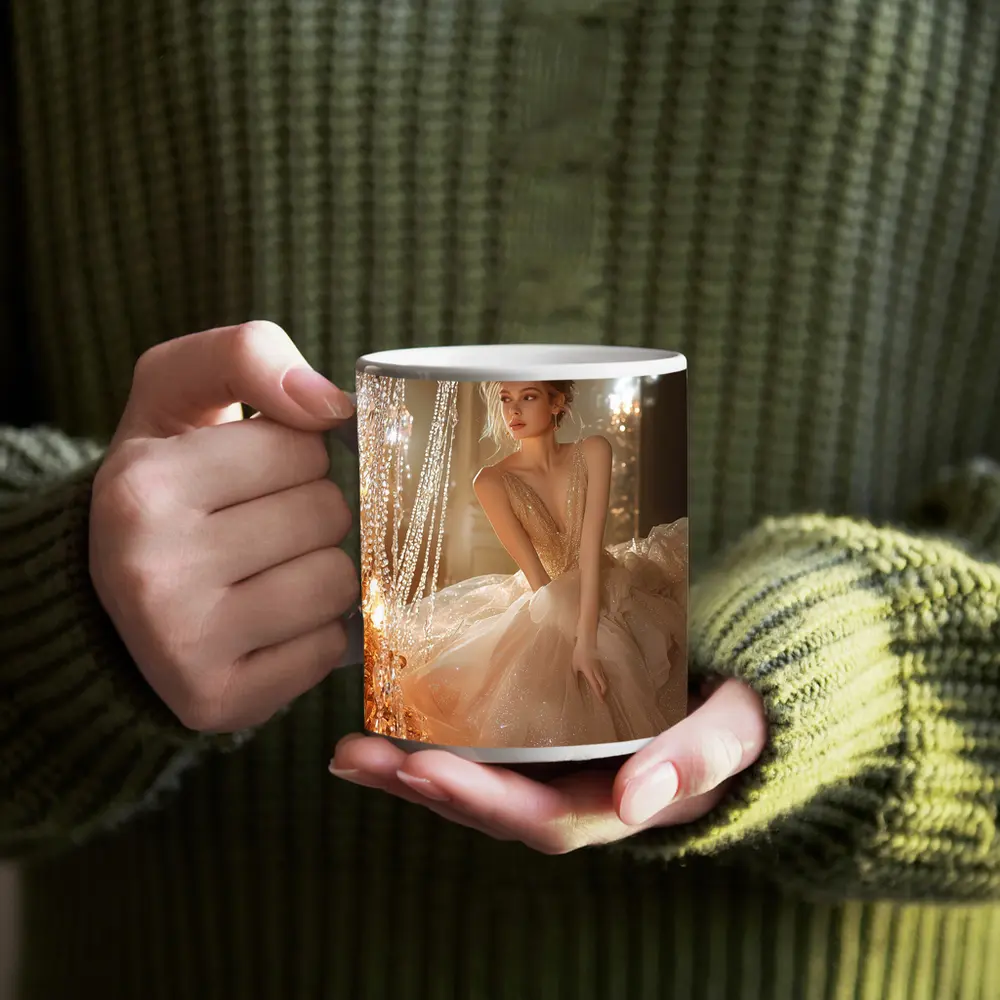 Glittering Ball Gown Woman Chandelier Room – Mugs