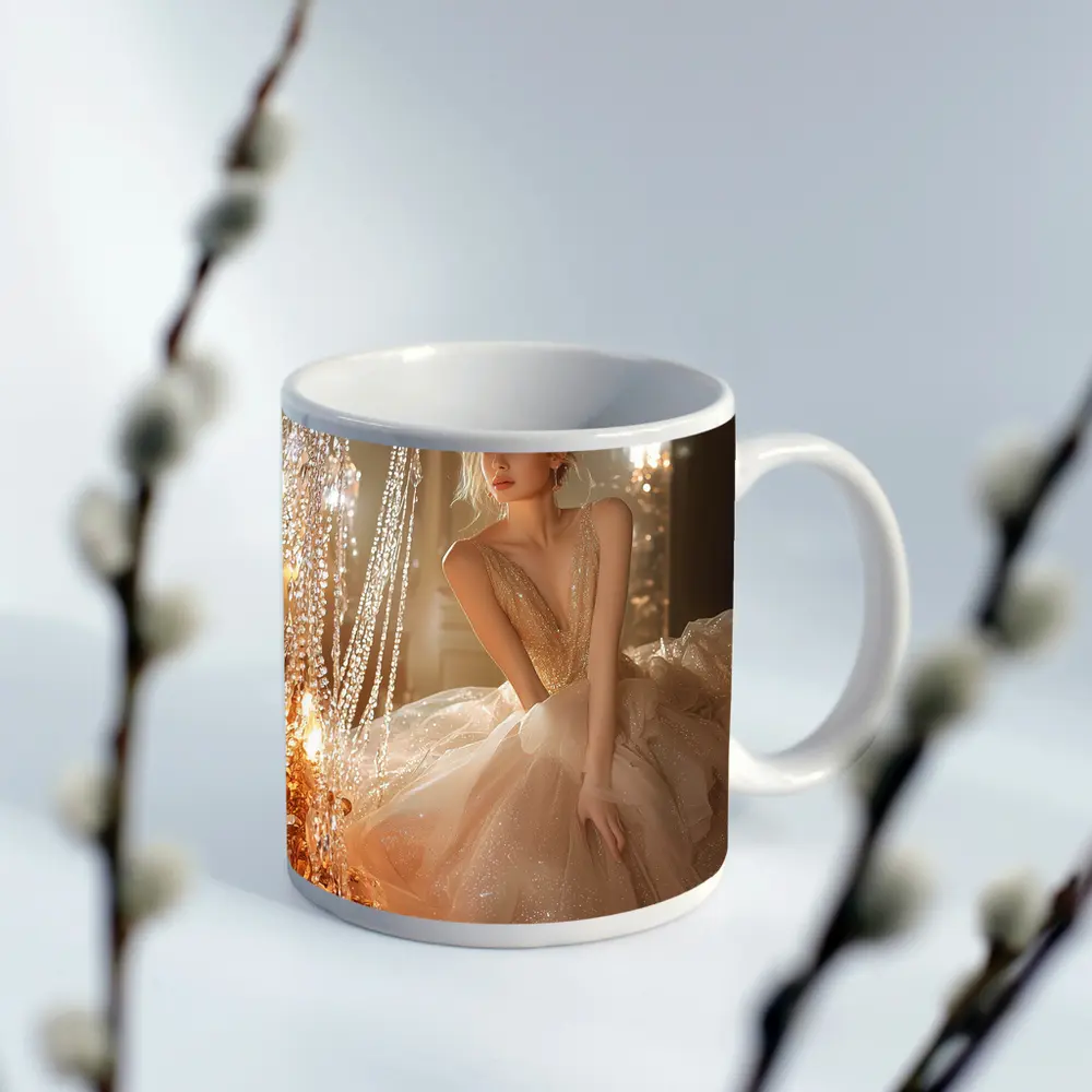 Glittering Ball Gown Woman Chandelier Room – Mugs